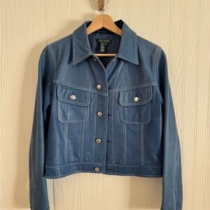 Ralph Lauren Blue Leather Jacket